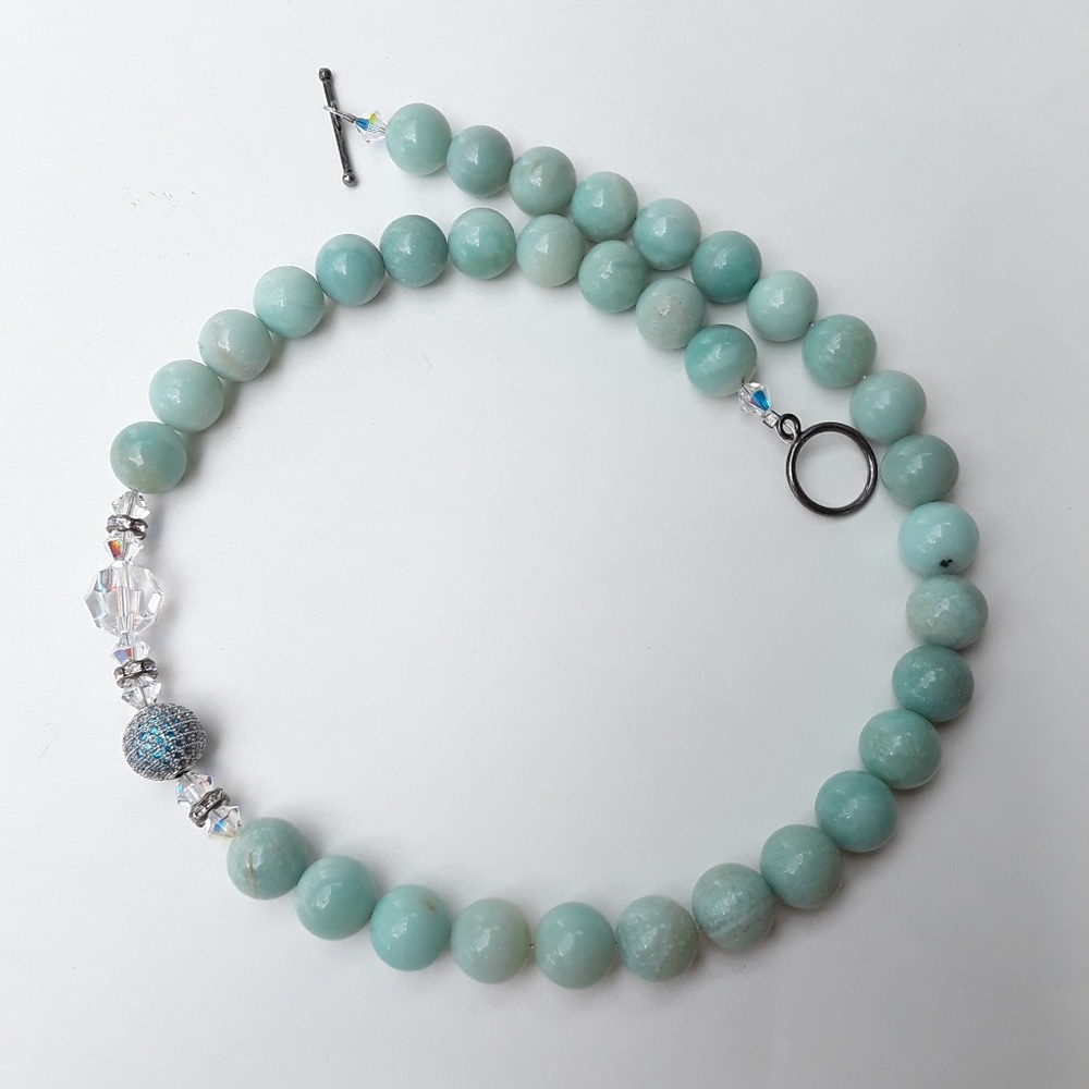 Amazonite Natural Stone Beaded Crystal Necklace